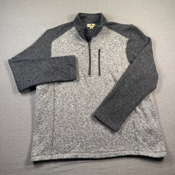 Woolrich 1/4 Zip Sweater Mens XXL Fleece Charcoal Gray Pocket Pullover Outdoors - Picture 2 of 8